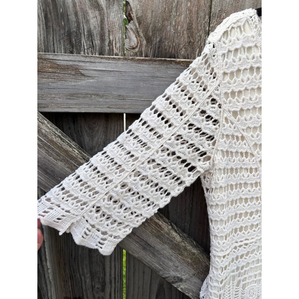 Est. 1946 Womens Ivory Crochet Lace V-Neck Sheath‎ Dress Boho L Cream - Picture 2 of 10